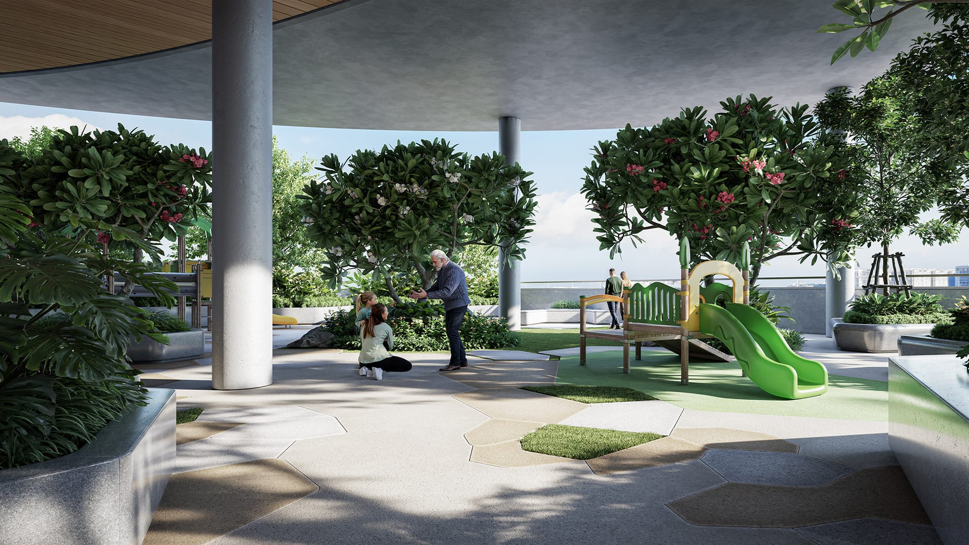Premium flats for sale in Financial District Hyderabad - Pavani Mirai Terra outdoor zone