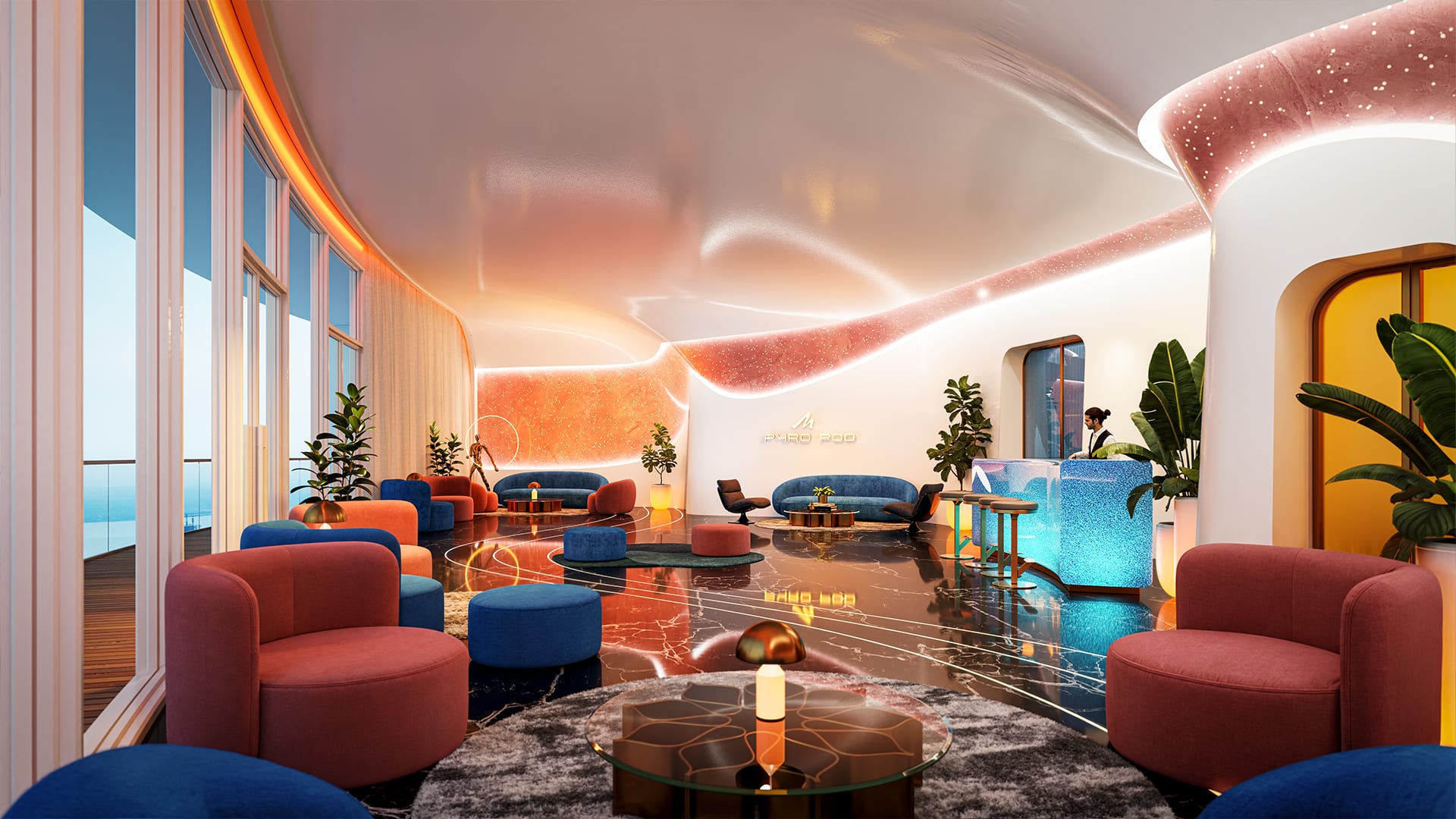 Residential apartments for sale in Financial District - Pavani Mirai Pyro outdoor lounge